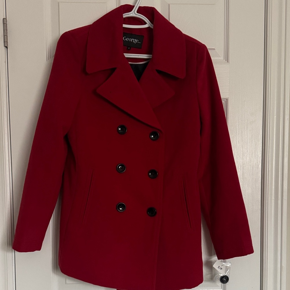 Women's Classic Red Pea Coat